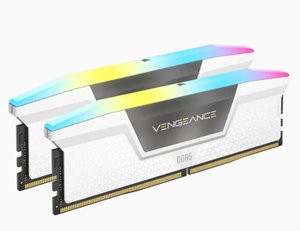 זכרון CORSAIR VENGEANCE RGB DDR5 C36W WHITE 32GB DUAL צלעות קרור 2x16- 6000hz