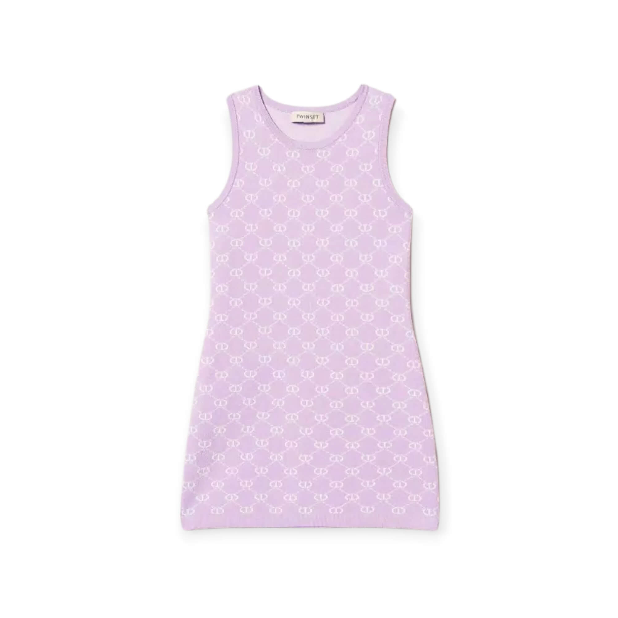 Short knit dress with jacquard Oval T