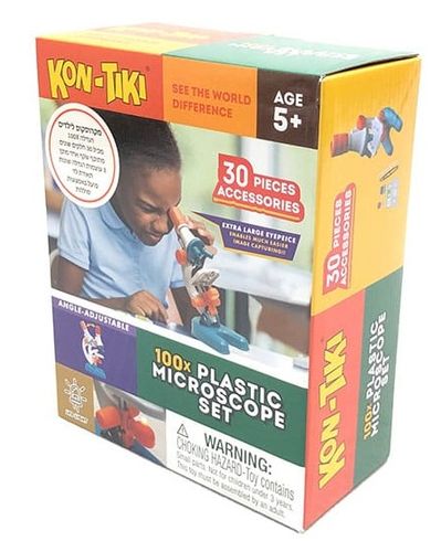 מיקרוסקופ לילדים עם הגדלה פי 100, תאורת LED ו 30 אביזרים