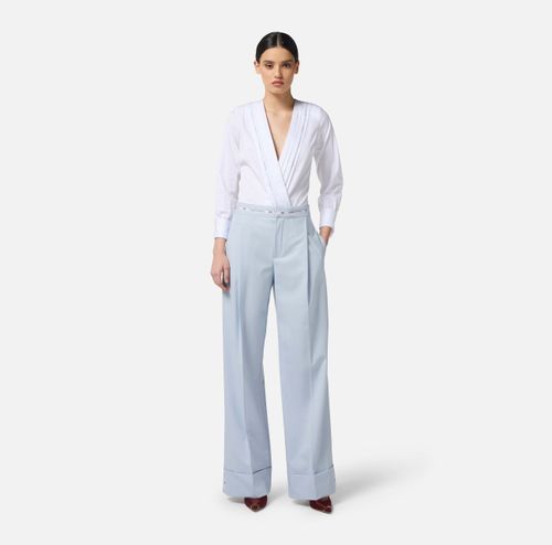 Cotton poplin bodysuit with tuxedo details