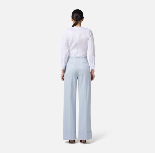 Cotton poplin bodysuit with tuxedo details
