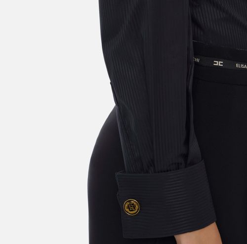 Cotton poplin bodysuit with tuxedo details