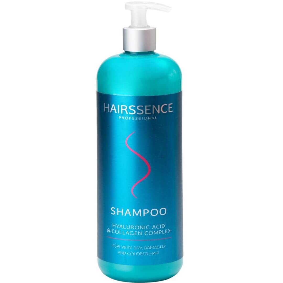 שמפו לשיער HAIRSSENCE חומצה היאלורונית וקולגן לשיער יבש, פגום וצבוע 1000 מ"ל היירסנס 