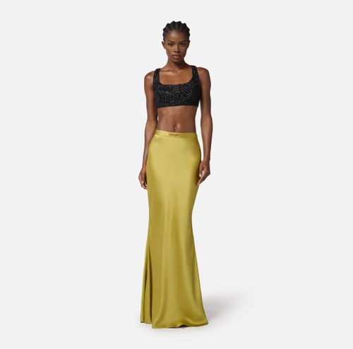 Skirt in satin crêpe fabric with jewel detail