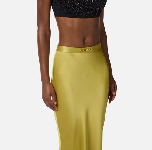 Skirt in satin crêpe fabric with jewel detail