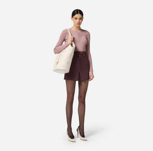 Skirt in double layer crêpe with zip