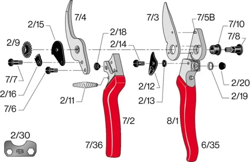 מפרט חלקים של מזמרה FELCO 8