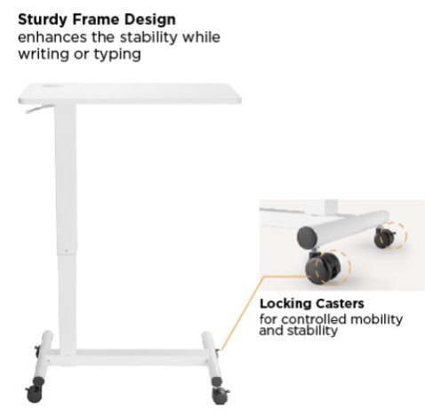 שולחן צד מתכוונן גלגלים נסתרים Lumi FMT02-3