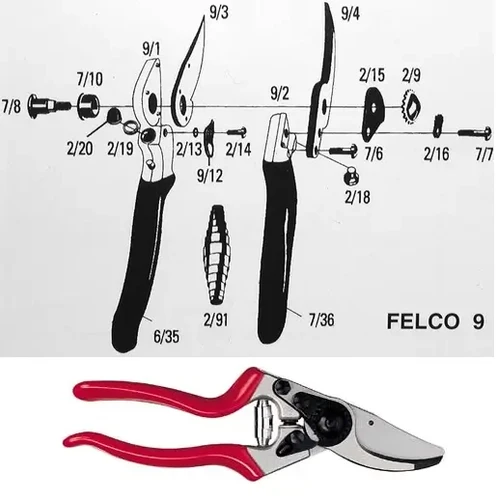 מפרט חלקים של מזמרה FELCO 9