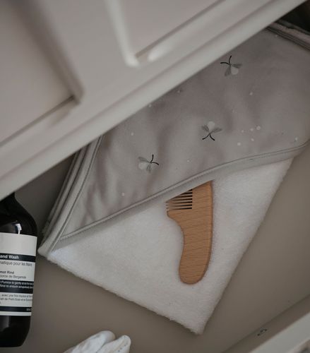 מגבת רחצה דו-שכבתית עם כובע עשויה מכותנת במבוק סופגת במיוחד - גחליליות