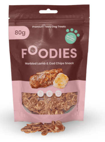 FOODIES – חטיף טבעי נגיסי כבש ודג קוד לכלבים בוגרים