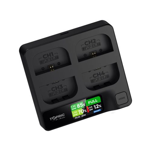 מטען מהיר ל4 סוללות Accsoon TOPRIG LP-E6 Fast Charger