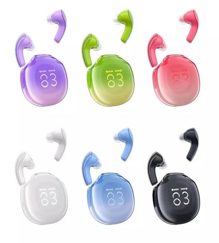 אוזניות אלחוטיות Bluetooth עם סינון רעשים, תצוגת LED חדשנית, עמידות למים, סגול