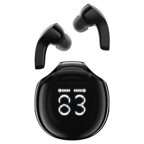 אוזניות אלחוטיות Bluetooth עם סינון רעשים, תצוגת LED חדשנית, עמידות למים, שחור