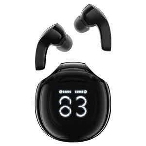 אוזניות אלחוטיות Bluetooth עם סינון רעשים, תצוגת LED חדשנית, עמידות למים, שחור