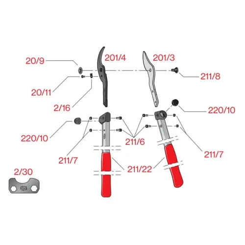 מפרט חלקים של תוכי מזמרה מיני דגם FELCO 201‑40