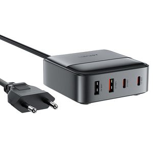 מטען מפוצל שולחני חכם עם 2 יציאות USB-C ו-2 יציאות USB-A, עמדת טעינה מהירה לכל המכשירים בבית או במשרד