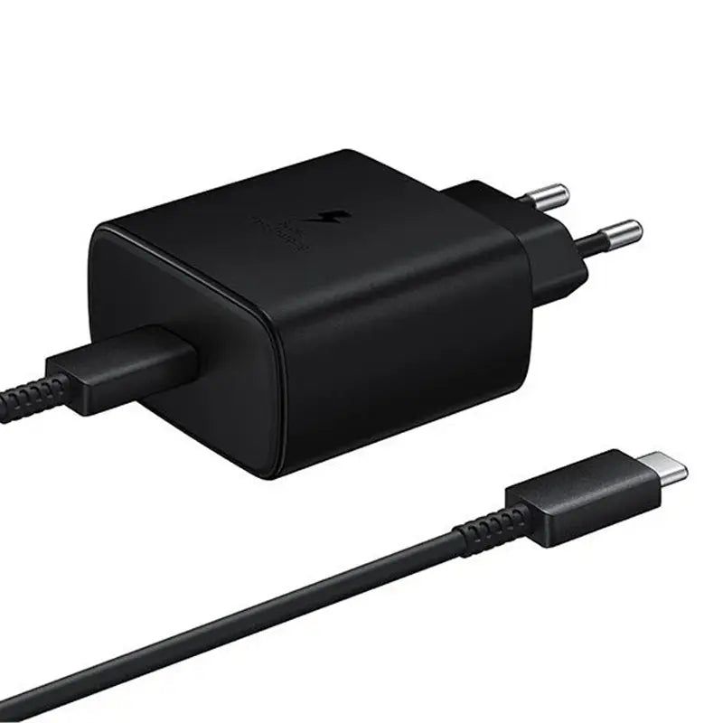 סט ראש מטען קיר סמסונג וכבל USB-C ל-USB-C, טעינה מהירה 25W, שחור