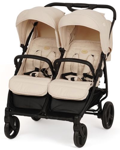 עגלת תאומים או אחים קלה עם ערכת ניובורן טווין פיקס - שמנת