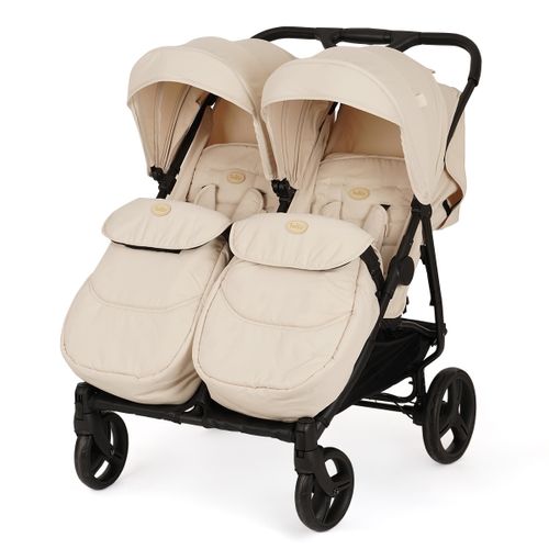 עגלת תאומים או אחים קלה עם ערכת ניובורן טווין פיקס - שמנת