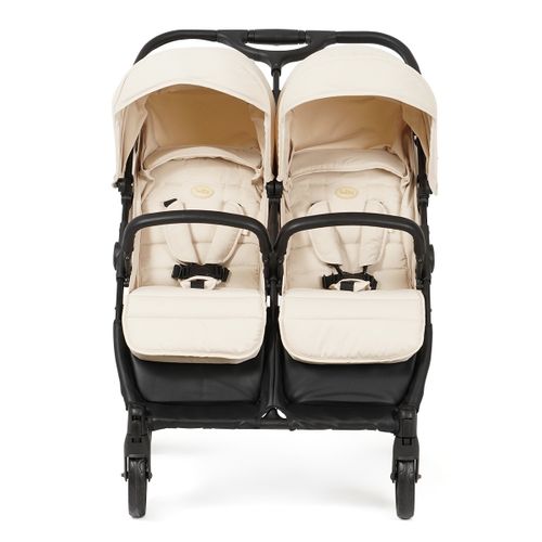 עגלת תאומים או אחים קלה עם ערכת ניובורן טווין פיקס - שמנת