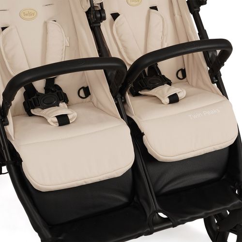 עגלת תאומים או אחים קלה עם ערכת ניובורן טווין פיקס - שמנת