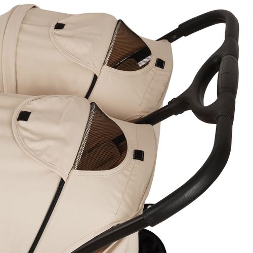 עגלת תאומים או אחים קלה עם ערכת ניובורן טווין פיקס - שמנת