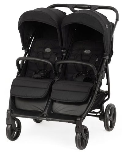 עגלת תאומים או אחים קלה עם ערכת ניובורן טווין פיקס - שחור