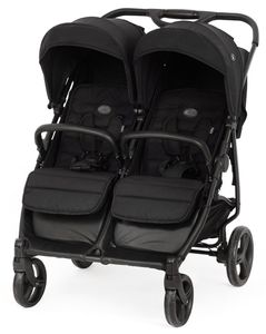 עגלת תאומים או אחים קלה עם ערכת ניובורן טווין פיקס - שחור