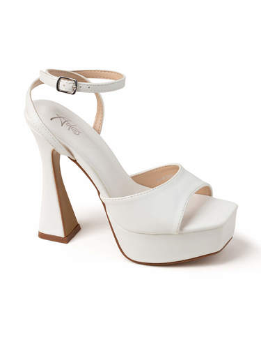  סנדל כלה דמוי עור עקב גבוה בצבע לבן  | 35-40 | ADISS LEATHER WHITE 9995