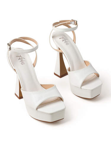  סנדל כלה דמוי עור עקב גבוה בצבע לבן  | 35-40 | ADISS LEATHER WHITE 9995