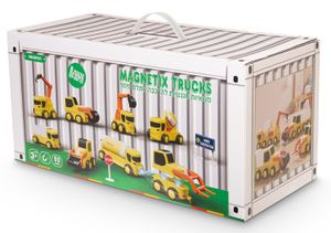Magnetix Trucks ערכת 52 חלקים: משאיות עבודה מגנטיות מודולריות – בנה, פרק וצור ללא גבולות!