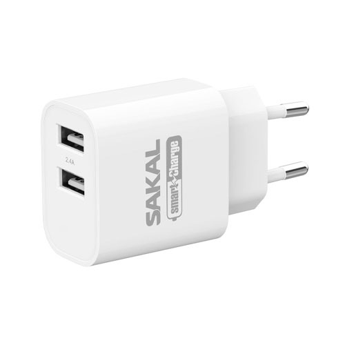 מטען חשמל 5V 2.4A עם 2 יציאות Smart Charge USB 