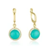 עגילי טורקיז נופלים זהב 14K