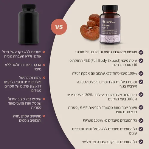 פטריית ריישי | מיצוי 100% גופי פרי בשיטת FBE (60 כמוסות) - TRUST THE FUNGI 