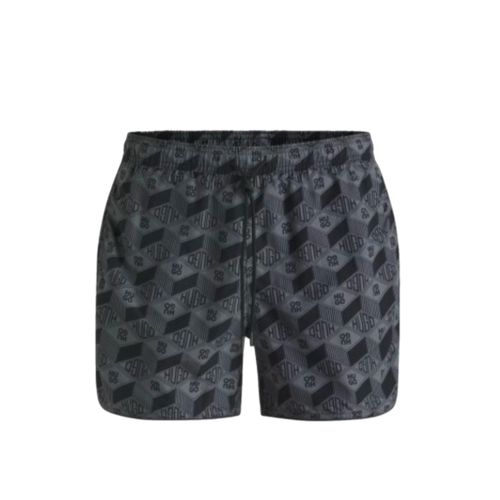 בגד ים HUGO מידות S-XXL לגברים בגוון אפור כהה עם הדפס