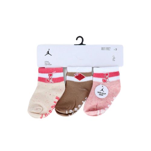 שלישיית גרביים JORDAN מידות 12-24 לילדים במיקס אדום-חום