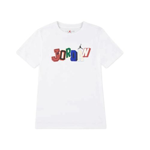 חולצה JORDAN מידות 8-16 לילדים בגוון לבן עם הדפס צבעוני