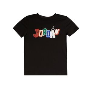 חולצה JORDAN מידות 8-16 לילדים בגוון שחור עם הדפס צבעוני