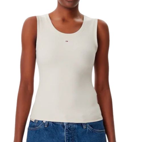 גופיה TOMMY JEANS מידות XS-L לנשים בגוון קרם