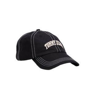 כובע מצחיה TOMMY JEANS לנשים בגוון שחור עם תפרים