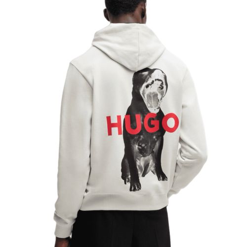 קפוצון HUGO מידות XS-XXL לגברים בגוון לבן עם הדפס