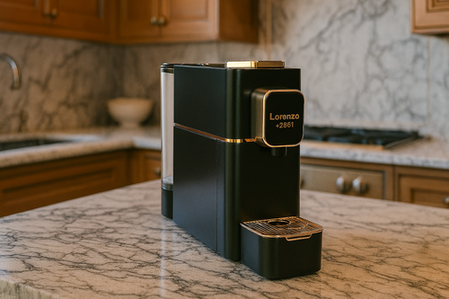 מכונת קפה לורנצו LORENZO + 100 קפסולות במגוון טעמים, בוחשנים וסוכר מתנה!