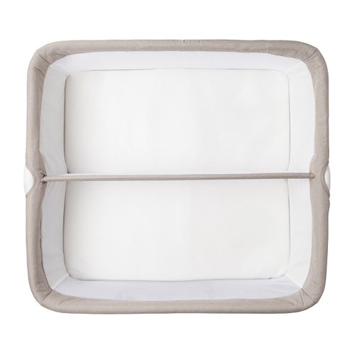 עריסה לתאומים DALLAS עם מזרן, כילה, משטח אחסון ואפשרות חיבור לגלגלים - שמנת Clay