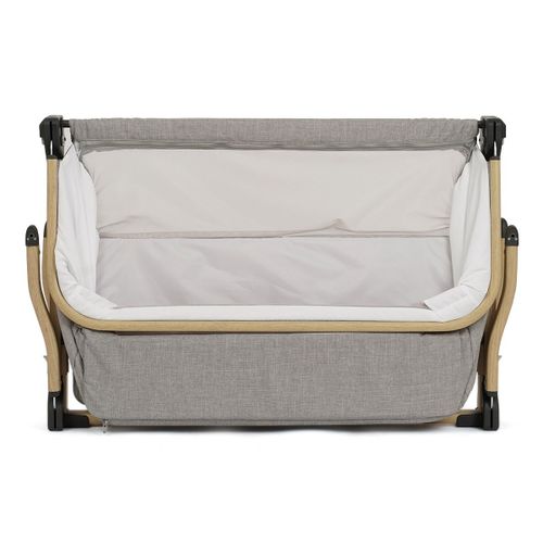 עריסה נצמדת ומתקפלת לתאומים סיאנה Sienna עם מזרן, סל אחסון וגלגלים - שמנת / מסגרת דמוי עץ Ivory Cream