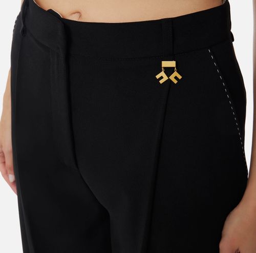 Crêpe trousers with contrasting topstitching