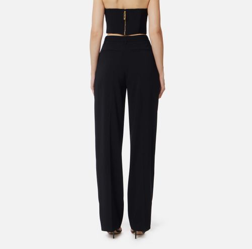 Crêpe trousers with contrasting topstitching