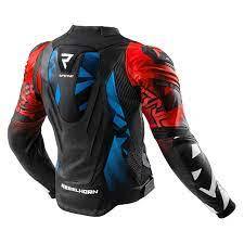 מעיל עור רבל הורן שחור / אדום / כחול - REBELHORN INFERNO LEATHER JACKET