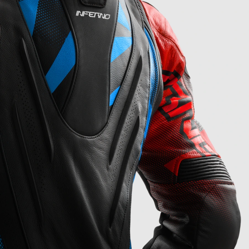 מעיל עור רבל הורן שחור / אדום / כחול - REBELHORN INFERNO LEATHER JACKET