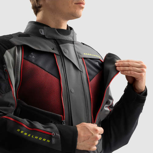 מעיל רב עונתי רבל הורן שחור / אפור / אדום - REBELHORN HARDY 3.0 TEXTILE JACKET